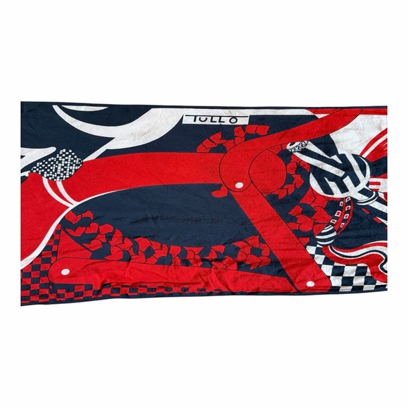 Vintage Silk Scarf Neck Wrap Tullo 60s 70s Pop Art Red White Mod Bag Accessory - Picture 7 of 13